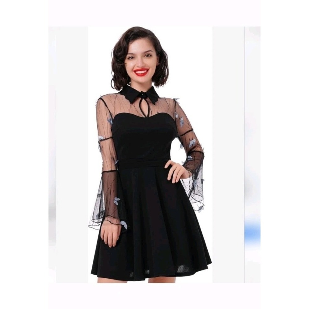 Women's Vintage 1950s Audrey Retro Rockabilly Prom Dress Black Size L